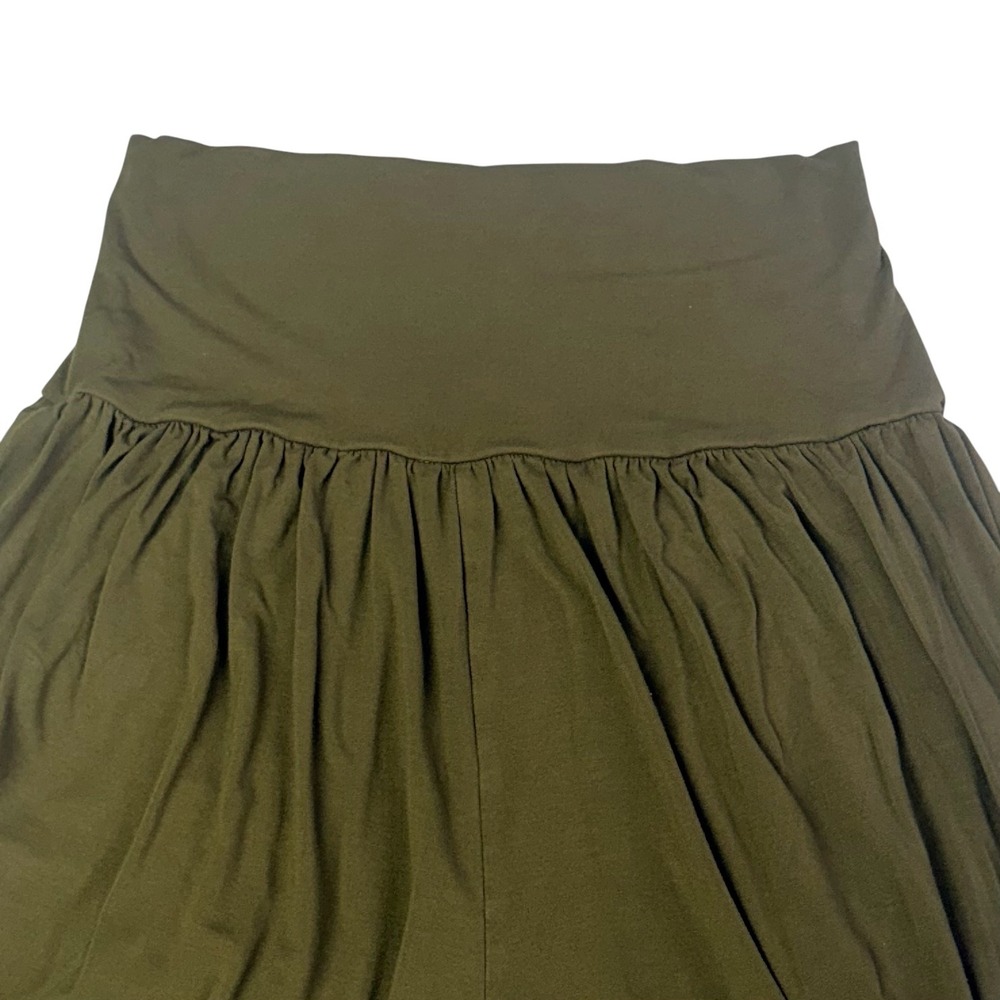 Minimalist Wide Leg Yoga Pants L Olive High Waist Lounge Comfort Athleisure Vibe - Picture 2 of 6